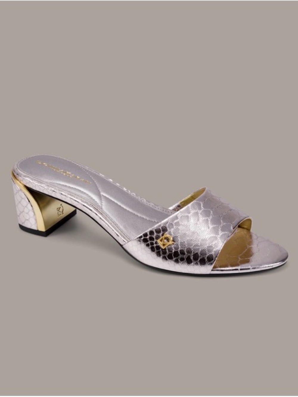 Metallic Mule Heeled Sandals